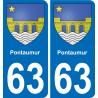 63 Pontaumur coat of arms sticker plate stickers city