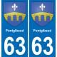 63 Pontgibaud coat of arms sticker plate stickers city