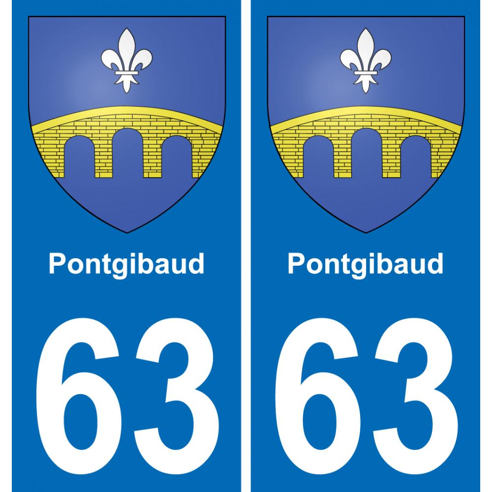 63 Pontgibaud blason autocollant plaque stickers ville