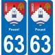 63 Pouzol blason autocollant plaque stickers ville