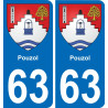 63 Pouzol blason autocollant plaque stickers ville