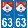 63 Pouzol coat of arms sticker plate stickers city