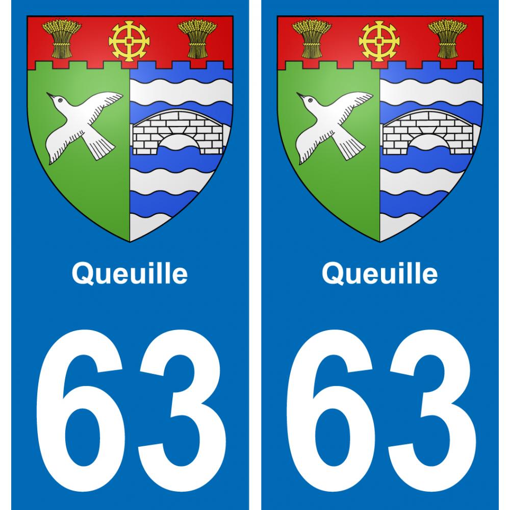 63 Queuille blason autocollant plaque stickers ville