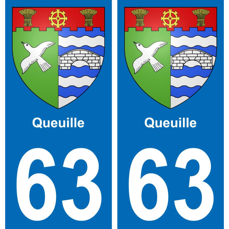 63 Queuille coat of arms sticker plate stickers city