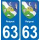 63 Reignat blason autocollant plaque stickers ville