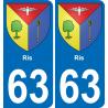 63 Ris stemma adesivo piastra adesivi città
