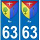 63 Ris blason autocollant plaque stickers ville