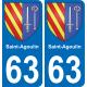 63 Saint-Agoulin escudo de armas de la etiqueta engomada de la placa de pegatinas de la ciudad