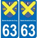 63 Saint-André-le-Coq wappen aufkleber typenschild aufkleber stadt