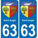 63 Saint-Angel blason autocollant plaque stickers ville