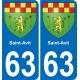 63 Saint-Avit escudo de armas de la etiqueta engomada de la placa de pegatinas de la ciudad