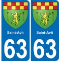 63 Saint-Avit coat of arms sticker plate stickers city