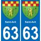 63 Saint-Avit escudo de armas de la etiqueta engomada de la placa de pegatinas de la ciudad