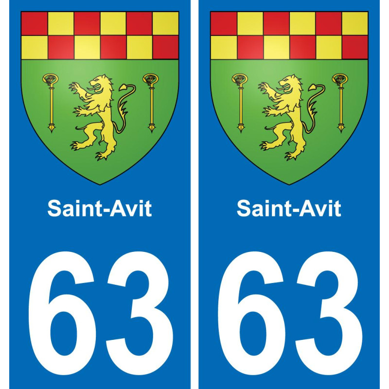 63 Saint-Avit escudo de armas de la etiqueta engomada de la placa de pegatinas de la ciudad