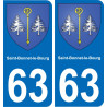 63 Saint-Bonnet-le-Bourg escudo de armas de la etiqueta engomada de la placa de pegatinas de la ciudad