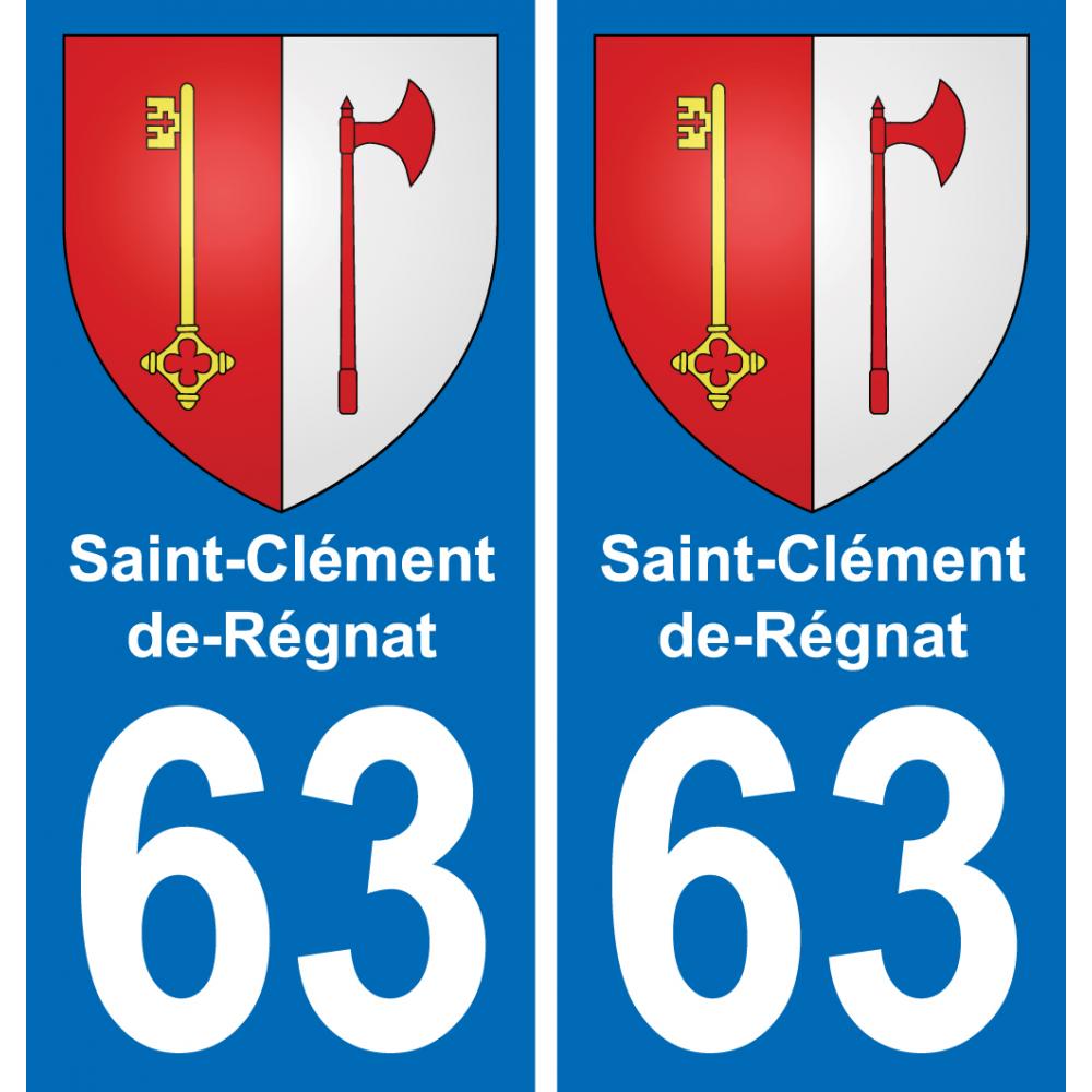 63 Saint-Clément-de-Régnat escudo de armas de la etiqueta engomada de la placa de pegatinas de la ciudad