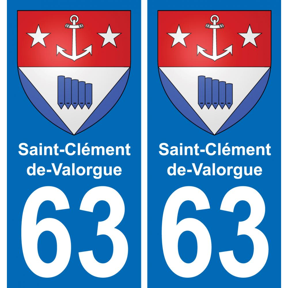 63 Saint-Clément-de-Valorgue escudo de armas de la etiqueta engomada de la placa de pegatinas de la ciudad