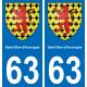 63 Saint-Dier-d'Auvergne escudo de armas de la etiqueta engomada de la placa de pegatinas de la ciudad