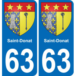 63 Saint-Donat escudo de armas de la etiqueta engomada de la placa de pegatinas de la ciudad
