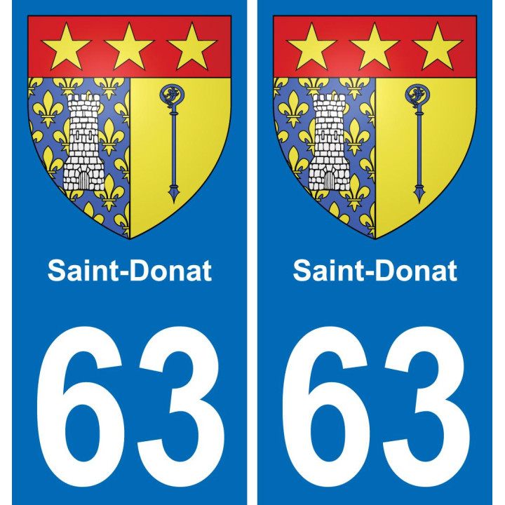 63 Saint-Donat escudo de armas de la etiqueta engomada de la placa de pegatinas de la ciudad