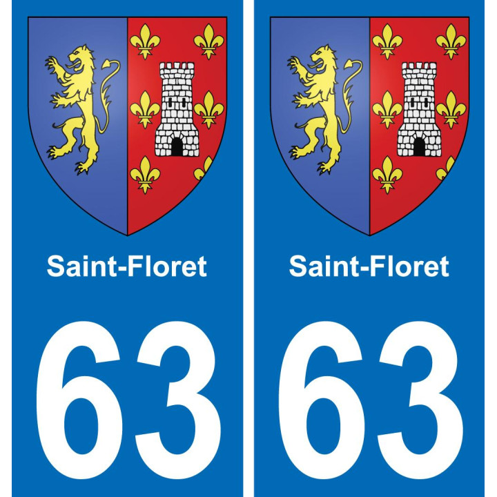 63 Saint-Floret escudo de armas de la etiqueta engomada de la placa de pegatinas de la ciudad