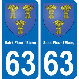 63 Saint-Flour-l'Étang escudo de armas de la etiqueta engomada de la placa de pegatinas de la ciudad