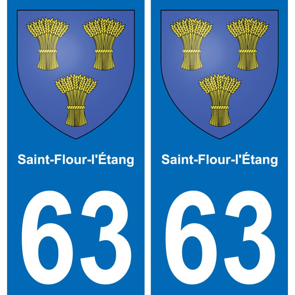 63 Saint-Flour-l'Étang escudo de armas de la etiqueta engomada de la placa de pegatinas de la ciudad
