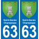 63 Saint-Genès-Champespe escudo de armas de la etiqueta engomada de la placa de pegatinas de la ciudad