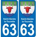 63 Saint-Genès-la-Tourette blason autocollant plaque stickers ville