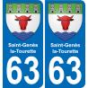 63 Saint-Genès-la-Tourette blason autocollant plaque stickers ville
