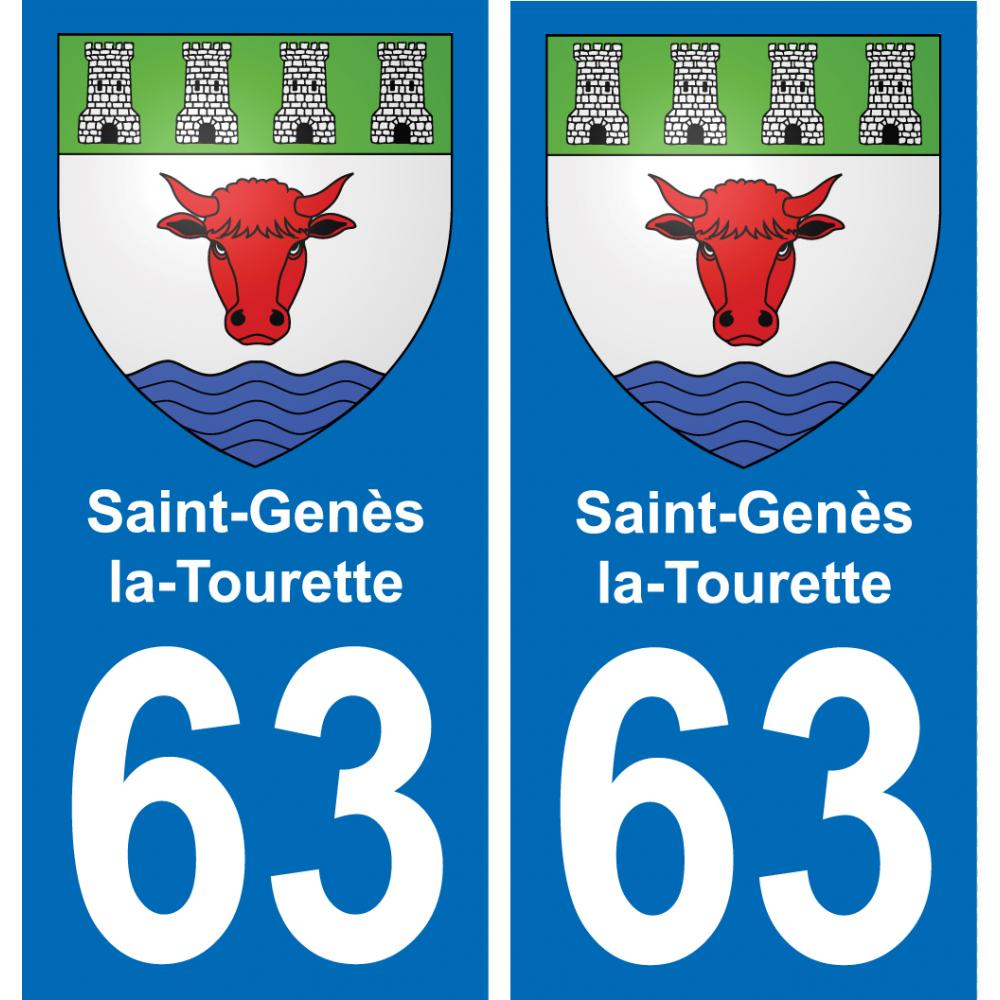 63 Saint-Genès-la-Tourette blason autocollant plaque stickers ville