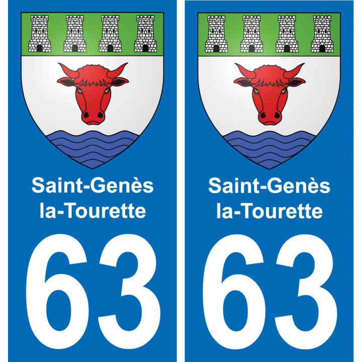 63 Saint-Genès-la-Tourette coat of arms sticker plate stickers city