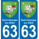 63 Saint-Georges-sur-Allier escudo de armas de la etiqueta engomada de la placa de pegatinas de la ciudad