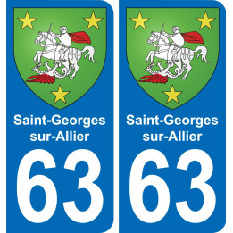63 Saint-Georges-sur-Allier escudo de armas de la etiqueta engomada de la placa de pegatinas de la ciudad