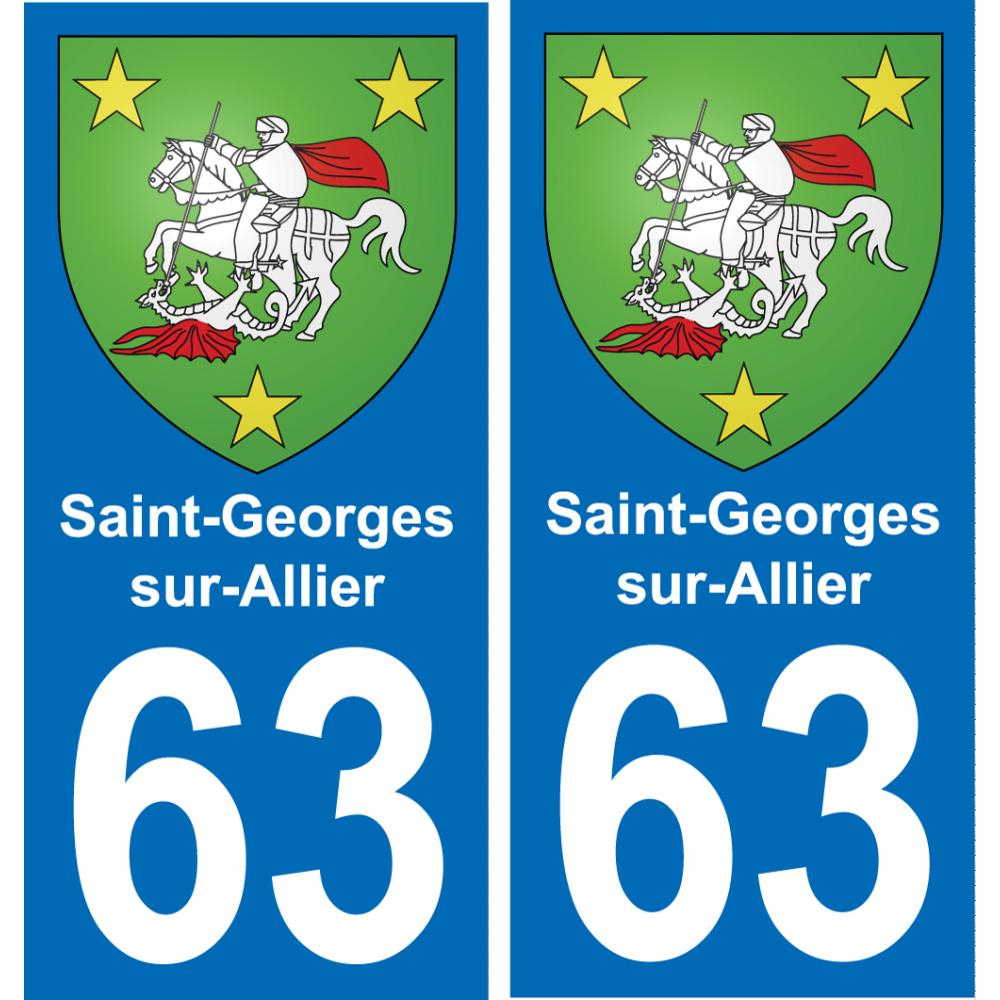 63 Saint-Georges-sur-Allier escudo de armas de la etiqueta engomada de la placa de pegatinas de la ciudad