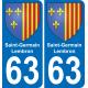 63 Saint-Germain-Lembron escudo de armas de la etiqueta engomada de la placa de pegatinas de la ciudad