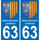 63 Saint-Germain-Lembron escudo de armas de la etiqueta engomada de la placa de pegatinas de la ciudad