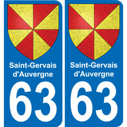 63 Saint-Gervais_d'Auvergne escudo de armas de la etiqueta engomada de la placa de pegatinas de la ciudad