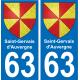 63 Saint-Gervais_d'Auvergne escudo de armas de la etiqueta engomada de la placa de pegatinas de la ciudad