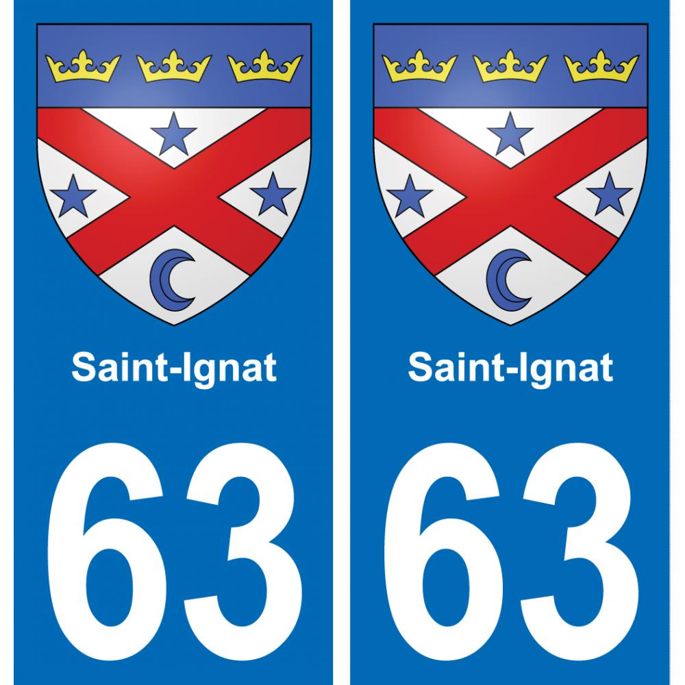 63 Saint-Ignat escudo de armas de la etiqueta engomada de la placa de pegatinas de la ciudad