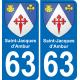 63 Saint-Jacques-d'Ambur coat of arms sticker plate stickers city