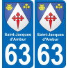 63 Saint-Jacques-d'Ambur coat of arms sticker plate stickers city