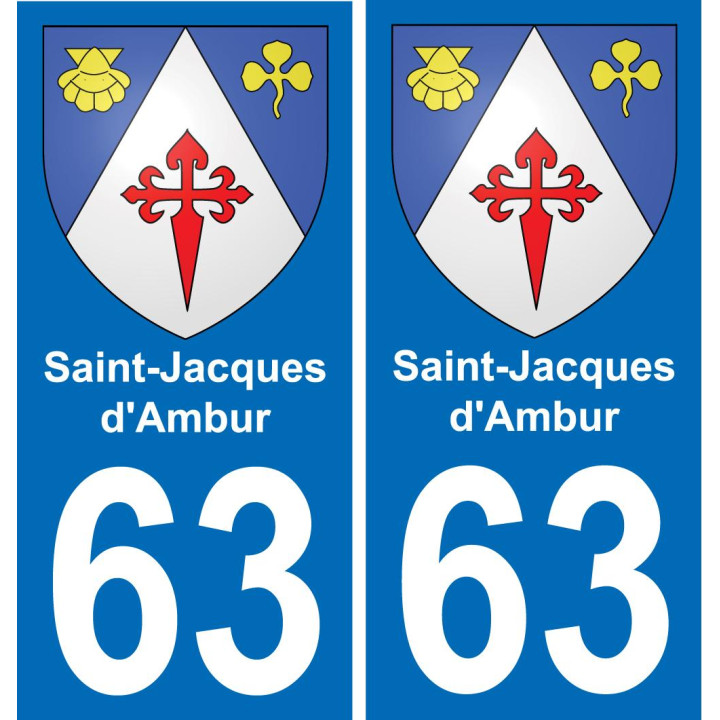 63 Saint-Jacques-d'Ambur coat of arms sticker plate stickers city
