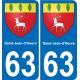 63 Saint-Jean-d'Heurs escudo de armas de la etiqueta engomada de la placa de pegatinas de la ciudad