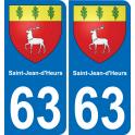 63 Saint-Jean-d'Heurs escudo de armas de la etiqueta engomada de la placa de pegatinas de la ciudad