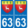 63 Saint-Jean-d'Heurs coat of arms sticker plate stickers city