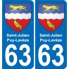 63 Saint-Julien-Puy-Lavèze coat of arms sticker plate stickers city