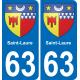 63 Saint-Laure escudo de armas de la etiqueta engomada de la placa de pegatinas de la ciudad