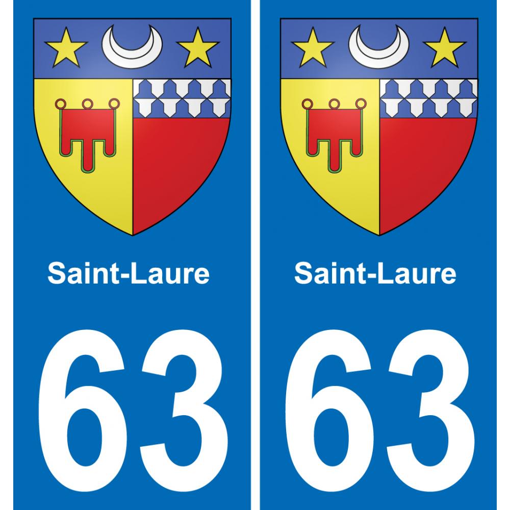 63 Saint-Laure escudo de armas de la etiqueta engomada de la placa de pegatinas de la ciudad