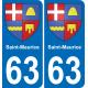 63 Saint-Maurice escudo de armas de la etiqueta engomada de la placa de pegatinas de la ciudad